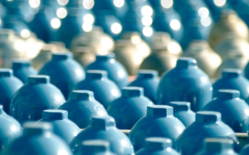 Gas cylinders, Close up.